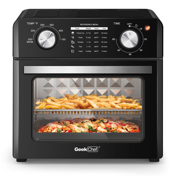 Geek Chef Air Fryer 10QT; Countertop Toaster Oven; 4 Slice Toaster Air Fryer Oven Warm; Broil; Toast; Bake; Air Fry; Oil-Free; Black Stainless Steel; Perfect for Countertop