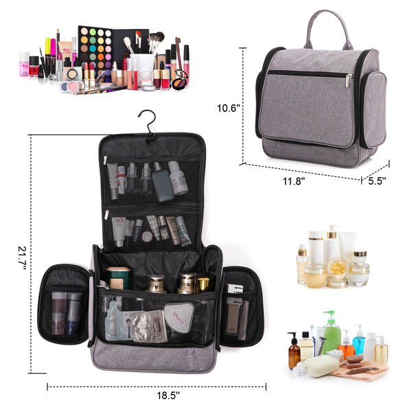 Toiletry Bag for Women and Men, Water-resistant Travel Makeup Bag with Hanging Hook, Compact Travel Toiletry Organizer Bag