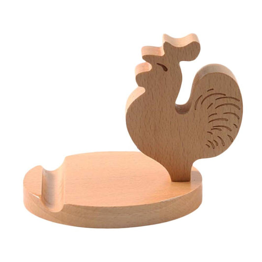 Wooden Mobile Phone Stand Cute Cock Desktop Bedside Cell Phone Holder Support