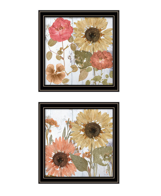 "Earth to Petals Collection" 2-Piece Vignette By Sophie 6, Ready to Hang Framed Print, Black Frame