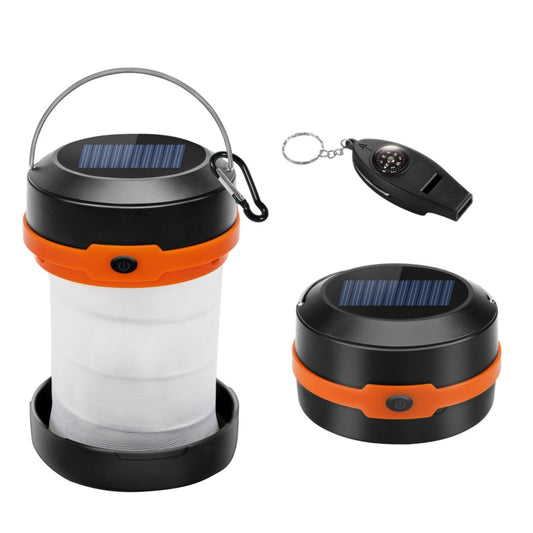 Wanjo Collapsible LED Solar Camping Lights with Free Multifunctional Whistle, Rechargeable Camping Latern, Portable Outdoor Gear for Camping Travel Fishing