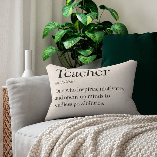 Decorative Lumbar Throw Pillow, Black And Beige Teachers Inspire Word Art