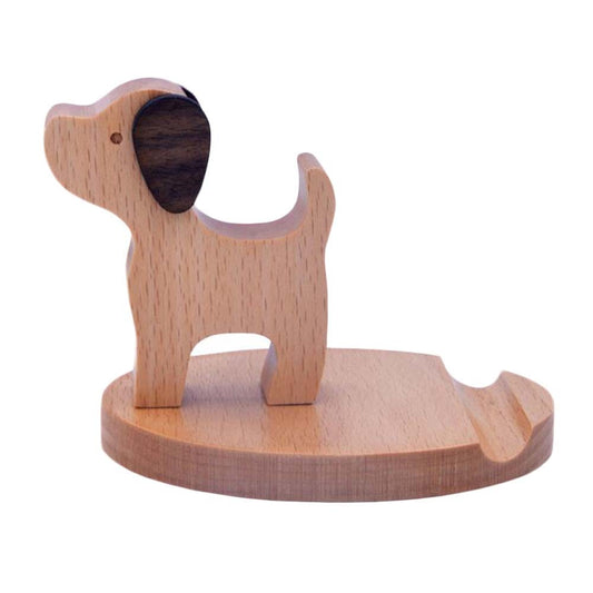 Wooden Mobile Phone Stand Cute Dog Desktop Bedside Cell Phone Holder Support