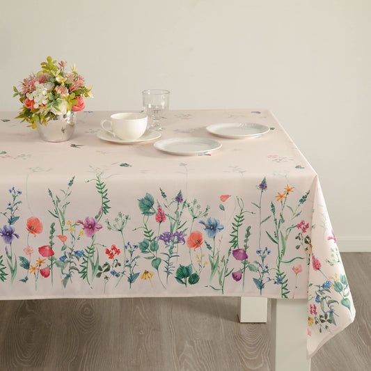 Watercolor Party Flowers Square Easter Tablecloth Non Iron Stain Resistant 52 x52 inch