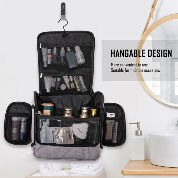 Toiletry Bag for Women and Men, Water-resistant Travel Makeup Bag with Hanging Hook, Compact Travel Toiletry Organizer Bag