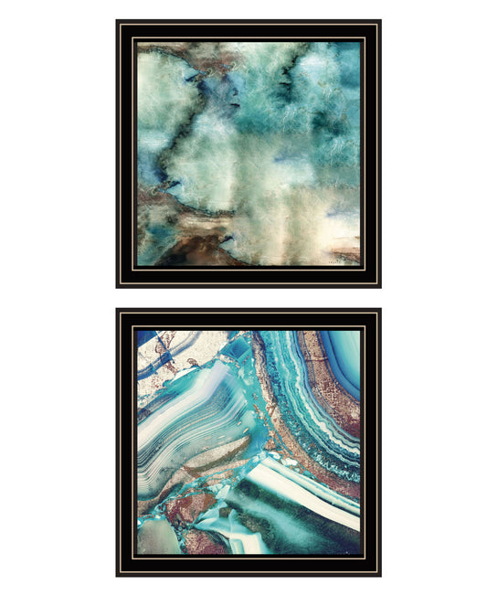 "Earth tones I & Sea II" 2-Piece Vignette by Sophie 6, Ready to Hang Framed Print, Black Frame