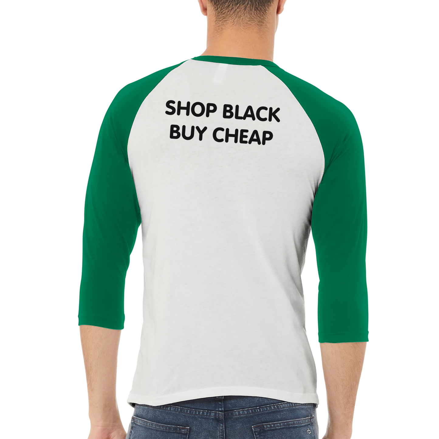 SHOP BLACK BUY CHEAP - Unisex 3/4 sleeve Raglan T-shirt