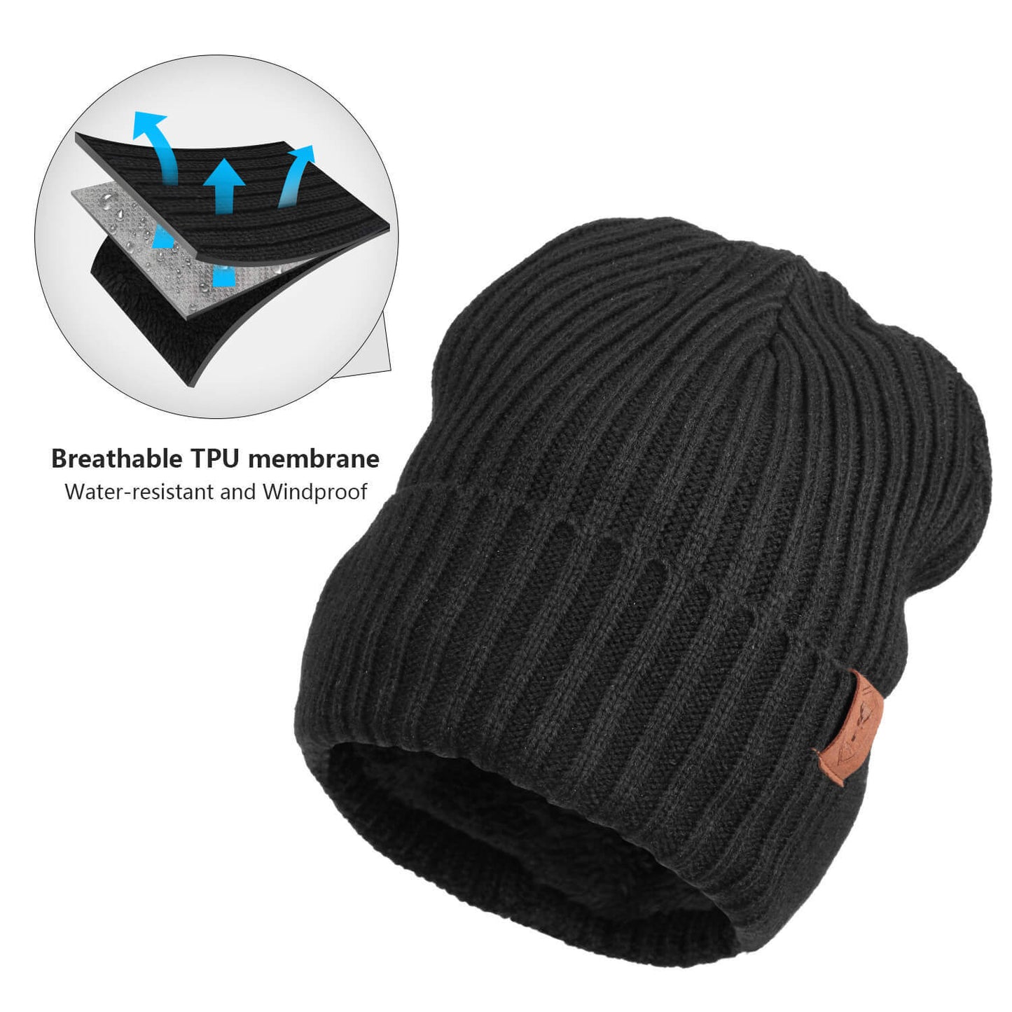 OZERO Men's Winter Hat Beanie Scarf Set Warm Knit Hats Neck Warmer with Thermal Polar Fleece Lining Winter Set for Women