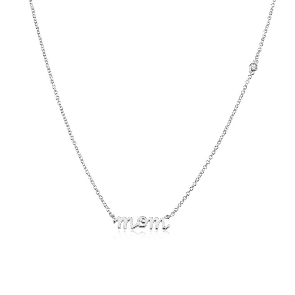 Sterling Silver Letter MOM Mother's Day Pendant Necklace