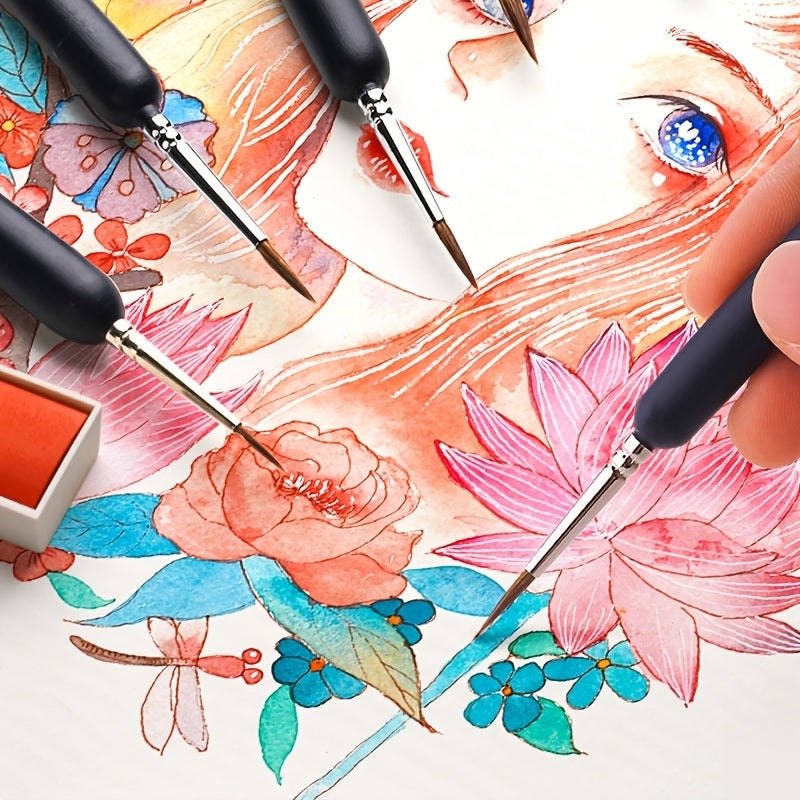 10pcs Black Hook Line Pen Art Painting Brush Set - Perfect for Watercolor Painting Artwork!