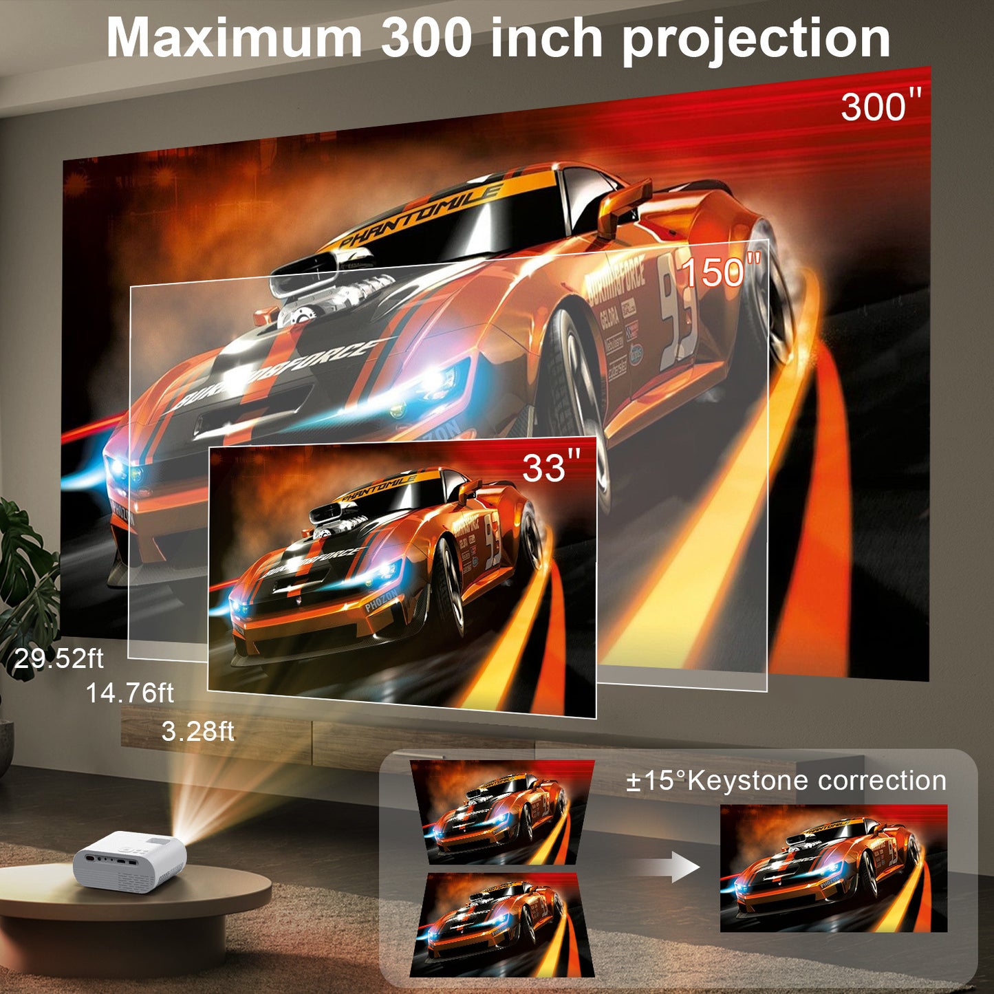 Projector, Full HD 1080P Video Projector With Tripod, Portable Mini Outdoor Movie Projector For iPhone, Home Theater Projector Compatible With HDMI/USB/AV/Smartphone/TV Stick/Laptop