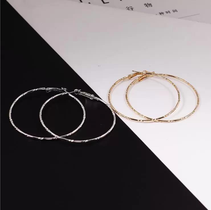 Wholesale 10Pairs/Lot Hoop Earrings 18K Gold/Silver Plated 5CM Elegant Large Trendy Big Size Women Fashion Costume Jewelry Earring