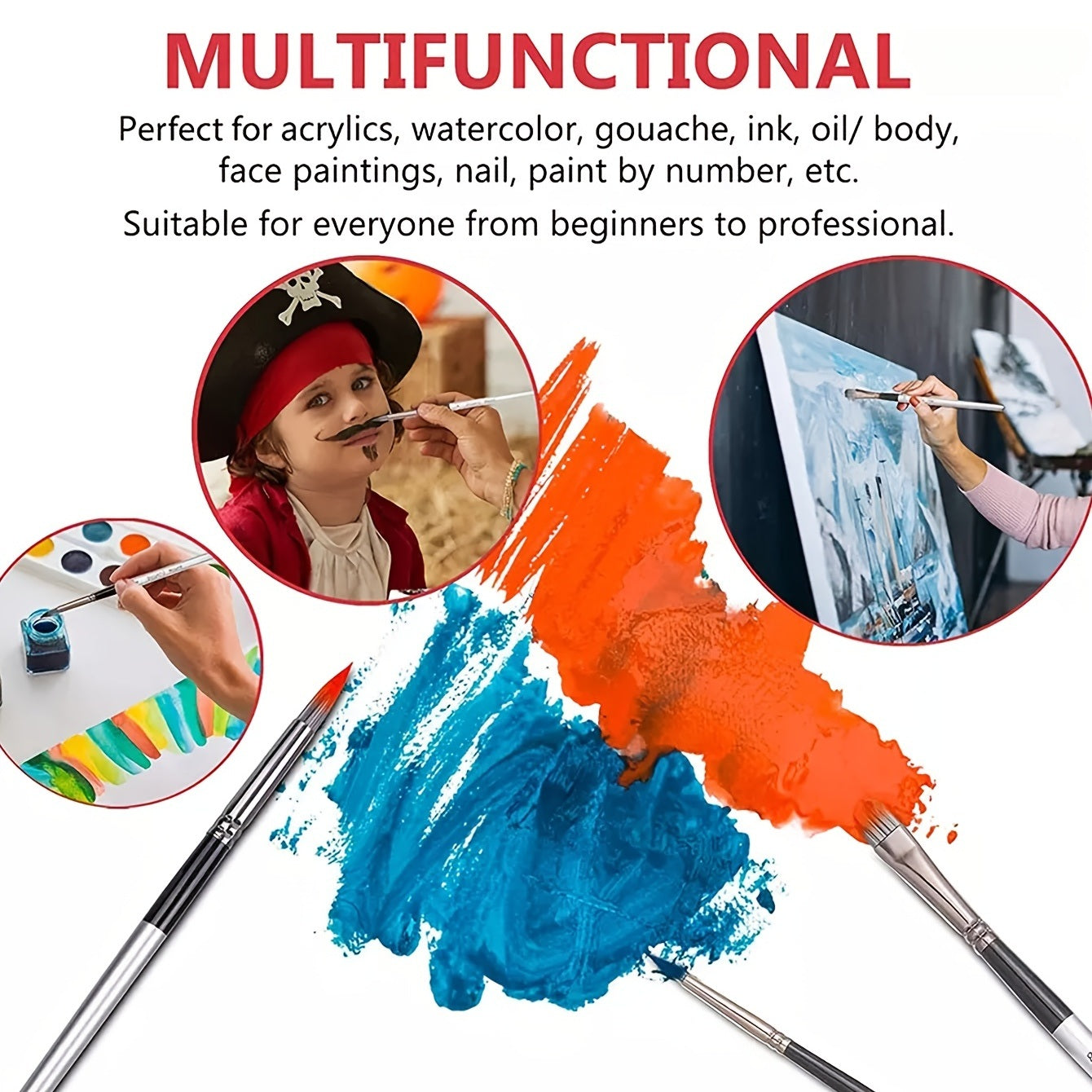 24 Pcs Nylon Hair Wooden Handle Watercolor Paint Brush Set - Perfect for Acrylic Painting & Artwork!