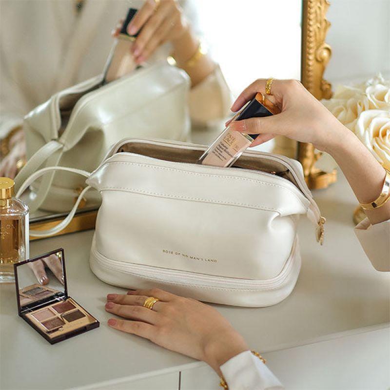 Large Cosmetic Makeup Bag, Multi function Travel Bag, Leather Cosmetic Bag