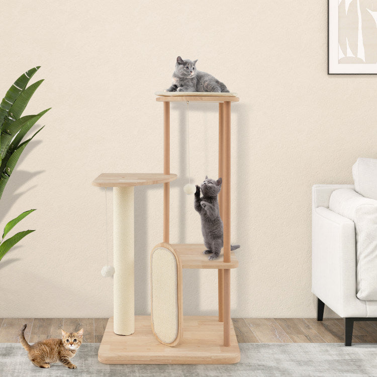 Multi-level Modern Cat Tower with Scratching Board and Post