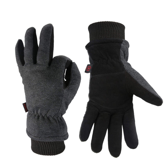 OZERO Winter Gloves -30°F Cold Proof Deerskin Suede Leather Insulated Water-Resistant Windproof Thermal Glove for Driving Hiking Snow Work in Cold Weather - Warm Gifts for Men and Women