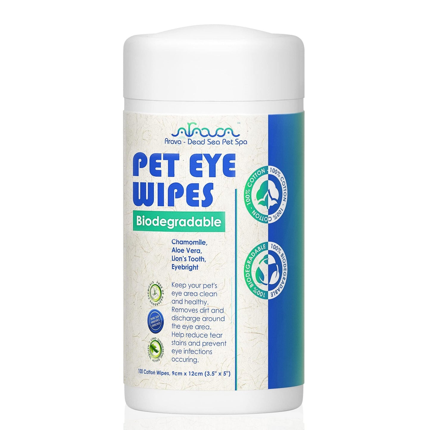 Pet Eye Wipes for Dogs Cats Puppies and Kittens 100 Count Natural and Aromatherapy Medicated Removes Dirt Crust and Discharge Soft and Gentle