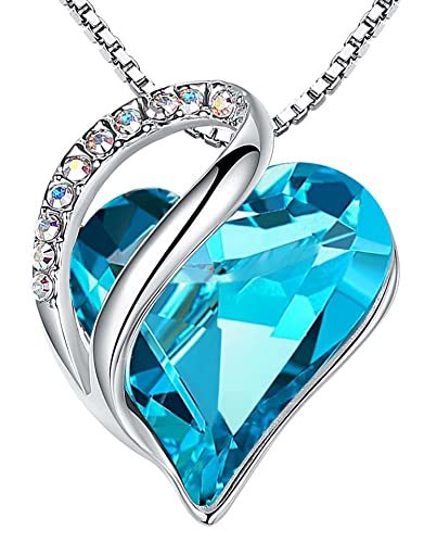 Leafael Mother's Day Necklace; Infinity Love Heart Pendant with Birthstone Crystals; Jewelry Gifts for Women; Birthday Necklaces for Wife Mom Girlfriend