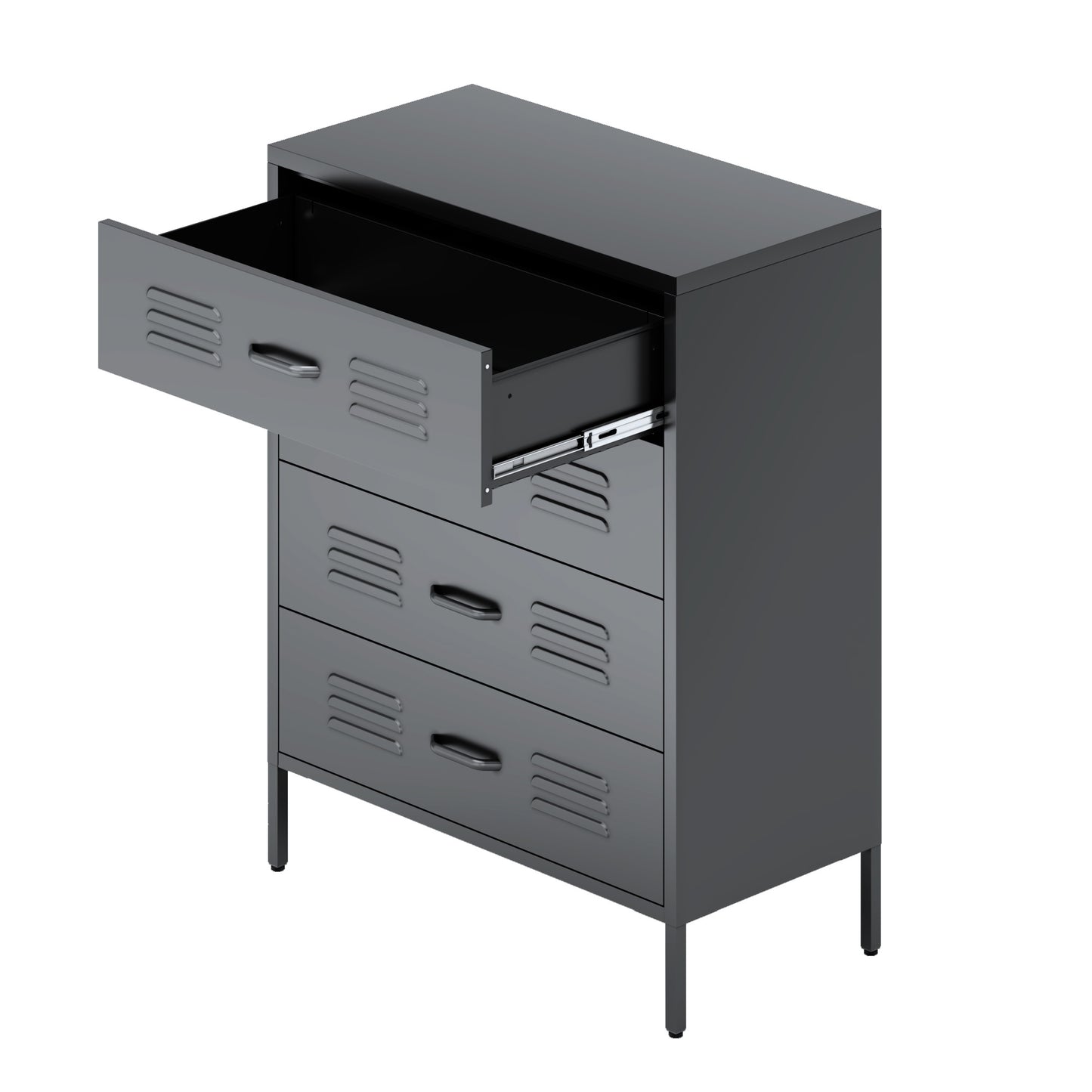 Wide 4-Drawer Lateral File Cabinet, Gray Stainless Steel