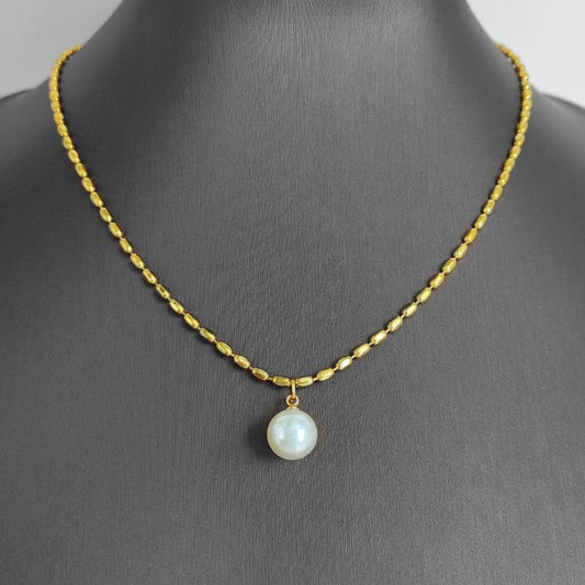 New titanium steel 18K gold millet grain pearl collarbone necklace female light luxury niche high-level design sense of jewelry wholesale