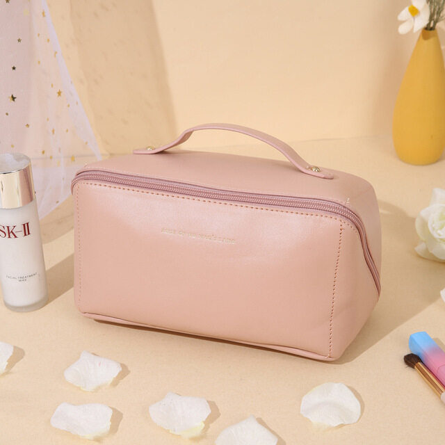 Large Cosmetic Makeup Bag, Multi function Travel Bag, Leather Cosmetic Bag
