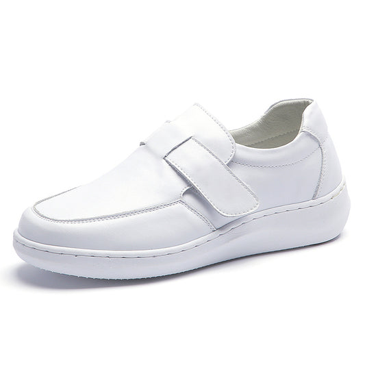 Women White Flats Shoes Designer Nurse Vulcanize Shoes Breathable Lady Leather Loafers Nursing Shoes For Women Zapatos De Mujer