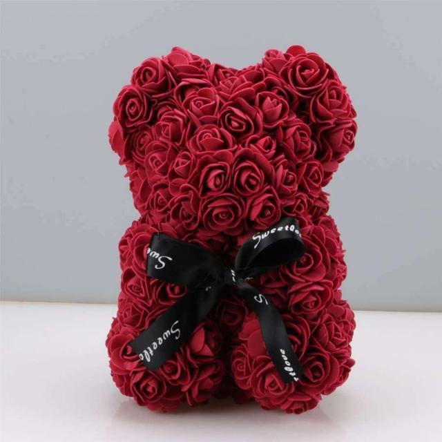Red Rose Bear 25 cm Teddy Artificial Bear Rose Valentine Day For Girlfriend Women Wife Mother Day Gifts