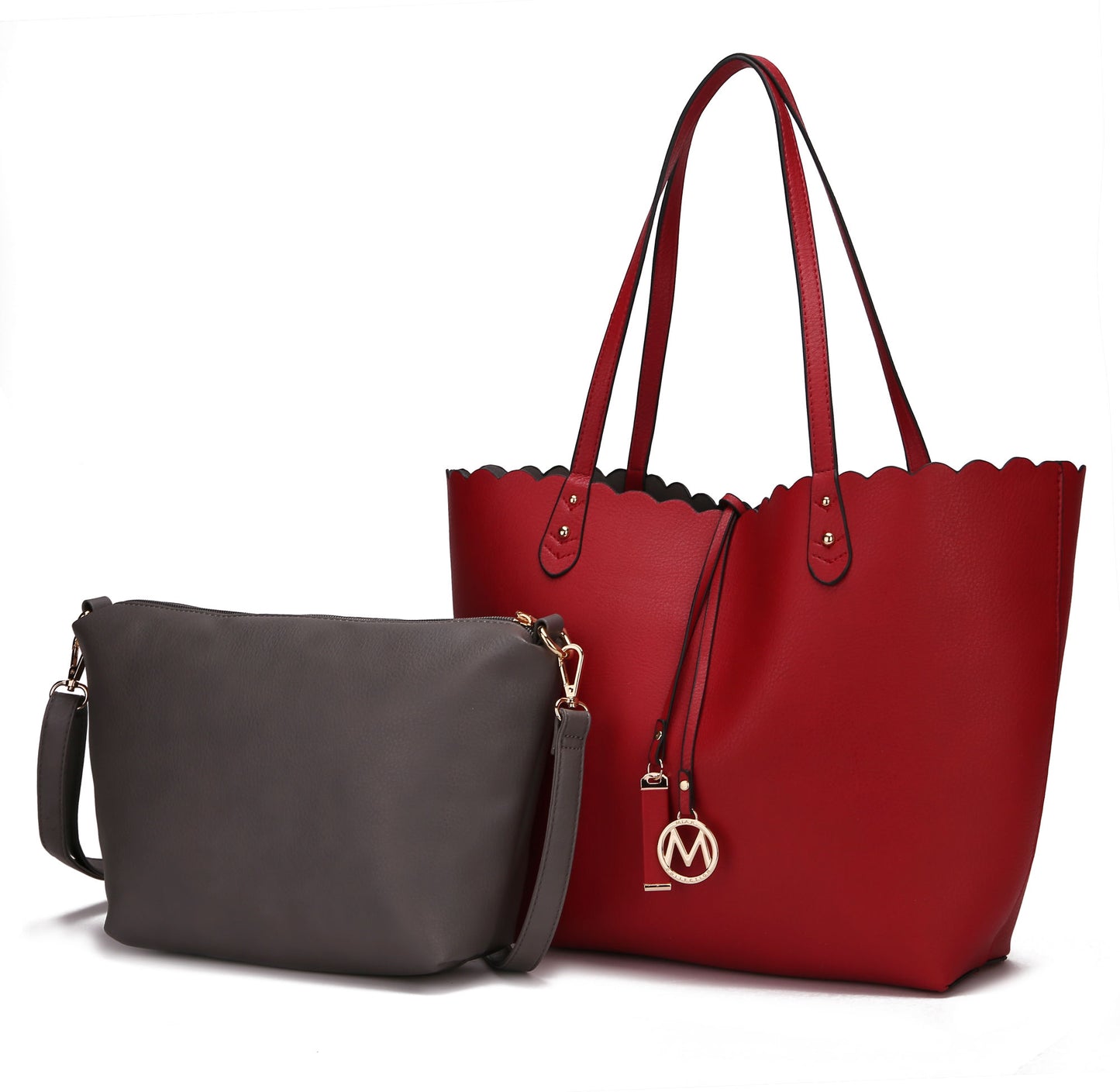 Amahia Vegan Leather Women Reversible Shopper Tote Bag with Crossbody Pouch