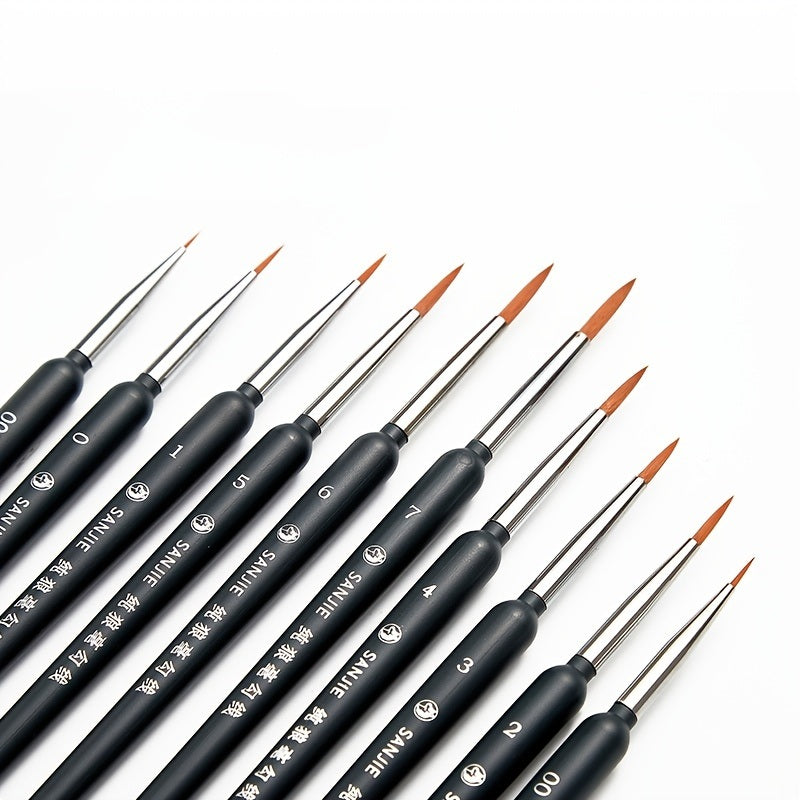 10pcs Black Hook Line Pen Art Painting Brush Set - Perfect for Watercolor Painting Artwork!