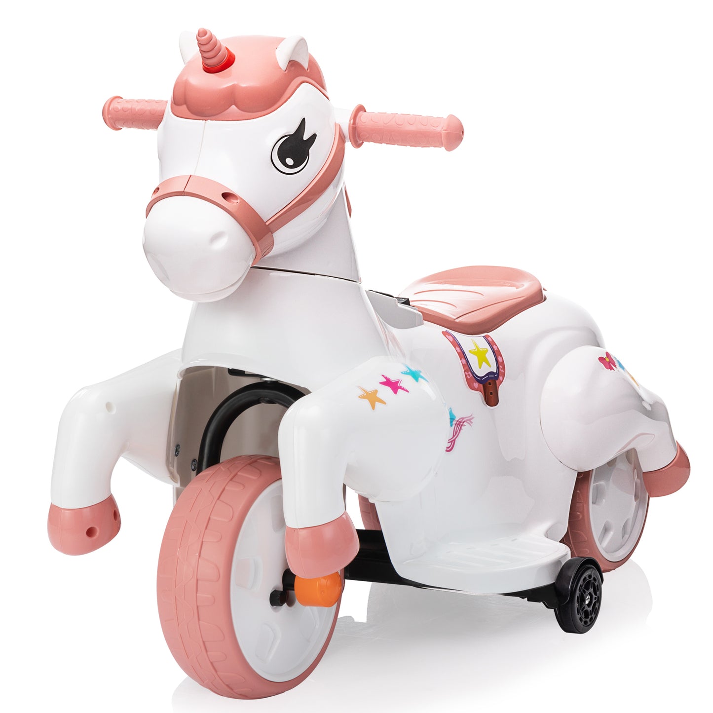 Unicorn stroller,Electric Toy Bike with Training Wheels for Kids 3-6,Pink