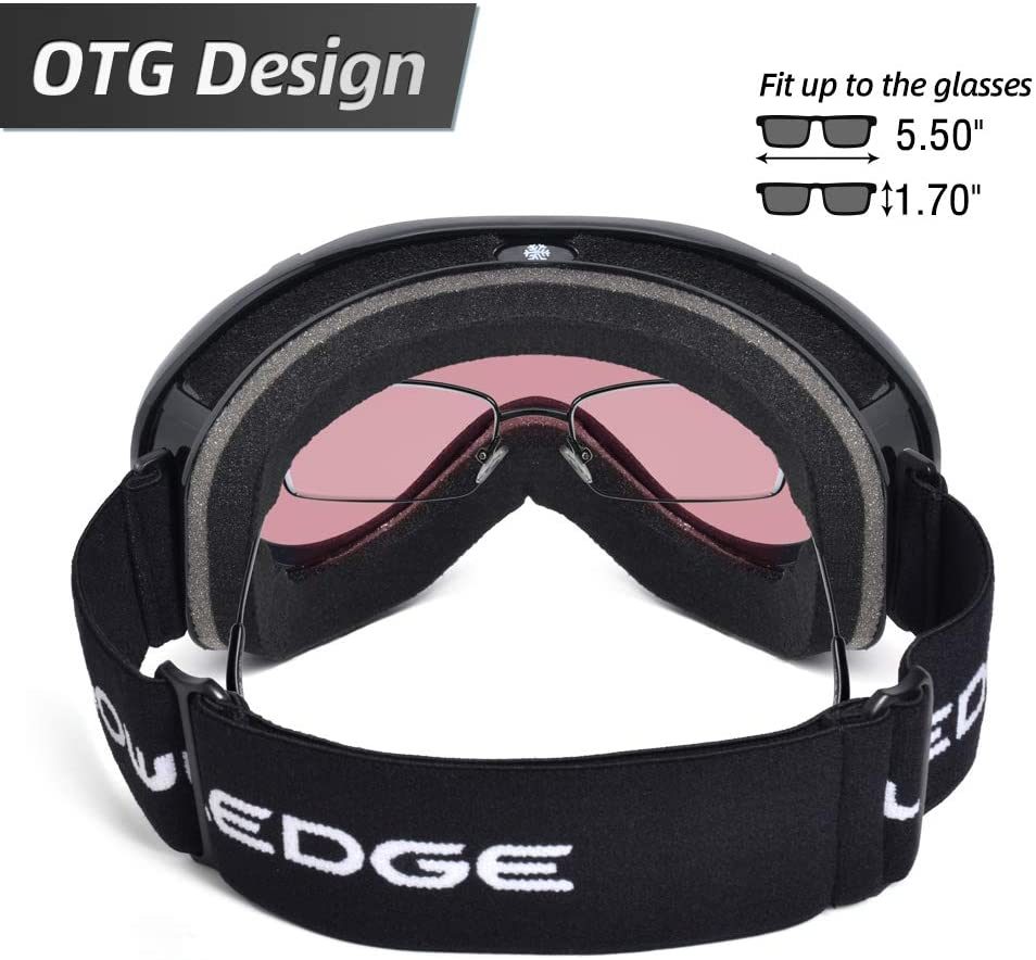 Snowledge Ski Goggles-Snow Snowboard Goggles OTG for Men Women Adult, Anti Fog 100% UV Protection