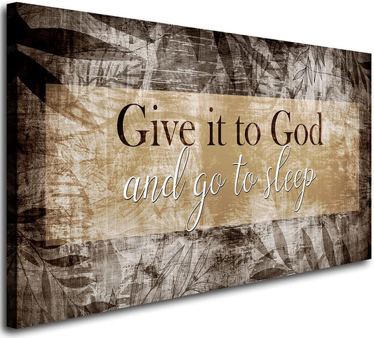 Canvas Wall Art for Bedroom - Christian Quote Sayings Wall Decor - Give it to God and go to Sleep Sign Canvas Prints Picture Stretched Framed Artwork for Living Room Home Decor; Easy to Hang 20"X40"