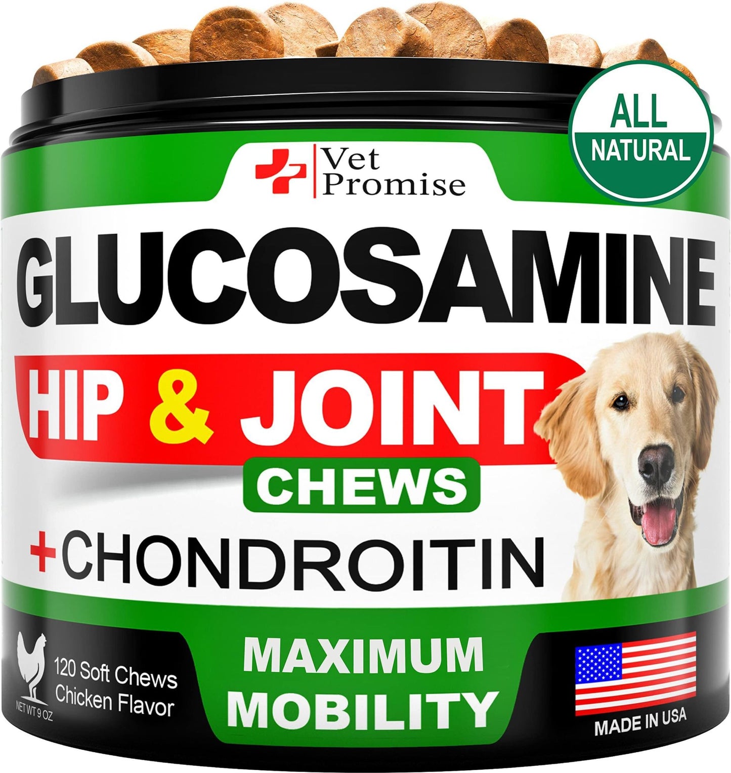 Glucosamine for Dogs Hip and Joint Supplement for Dogs Chondroitin for Dogs Dog Joint Pain Relief Treats with MSM Hemp 120 Mobility Chews