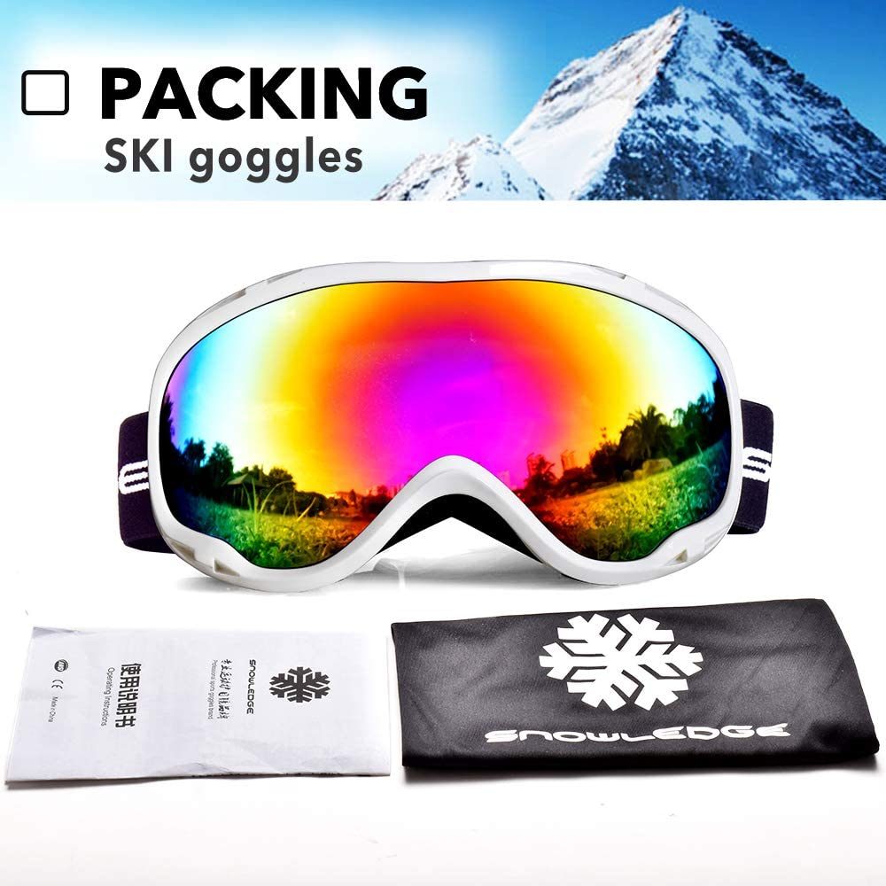 Snowledge Ski Goggles-Snow Snowboard Goggles OTG for Men Women Adult, Anti Fog 100% UV Protection