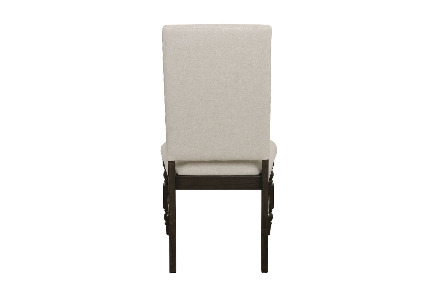Dark Oak Finish Wooden Dining Chairs Set of 2 Cream Upholstered Back Seat Nailhead Trim Modern Dining Furniture