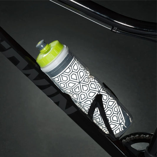 Bicycle Reflective Insulated Water Bottle 26 Oz Capacity BPA-Free Double Insulated Bike Water Bottle With Cage Mount For Sports