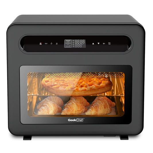 Geek Chef Steam Air Fryer Toast Oven Combo , 26 QT Steam Convection Oven Countertop , 50 Cooking Presets, with 6 Slice Toast, 12" Pizza, Black Stainless Steel(Banned from selling on Amazon)