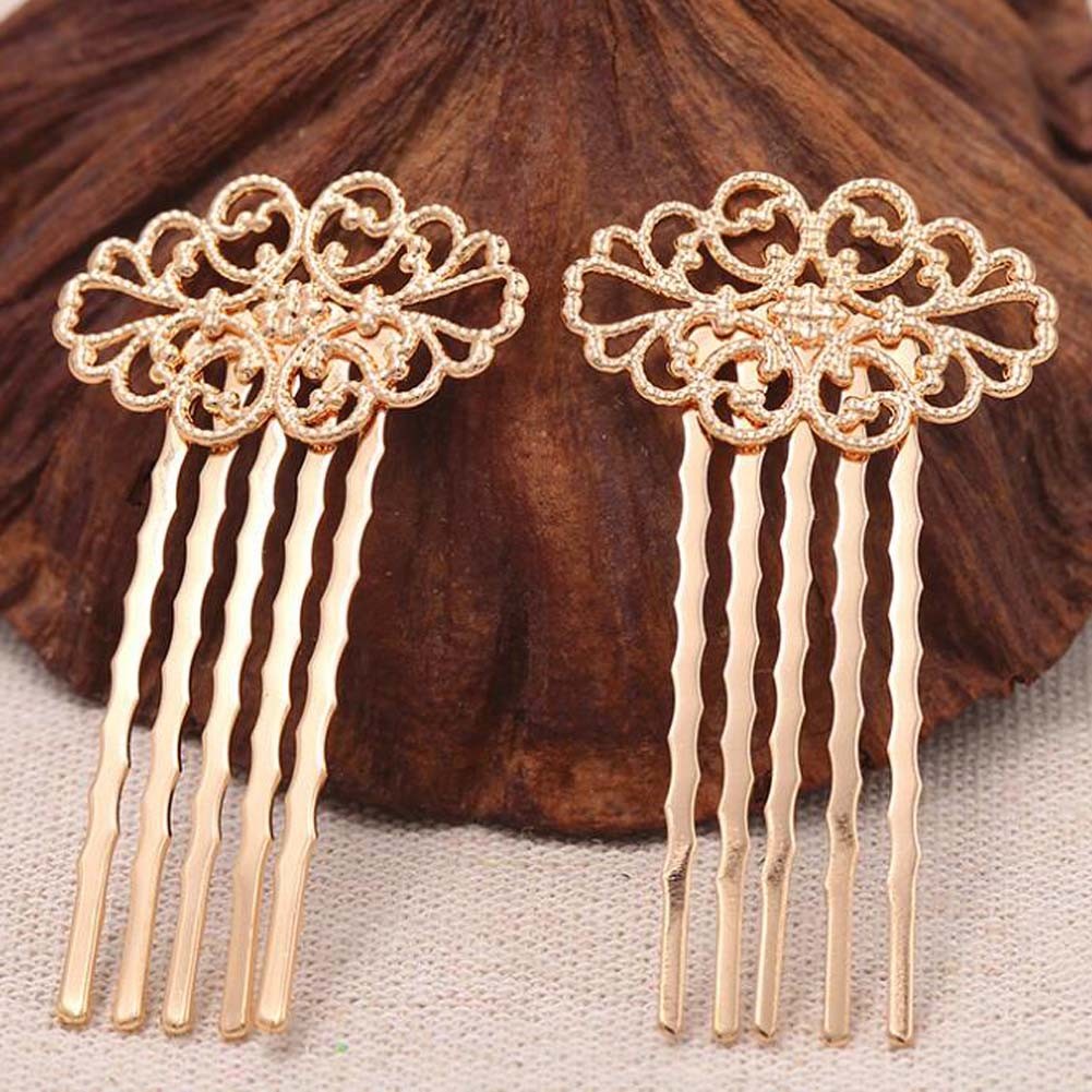 2 Pcs Retro Hair Combs Carved Flower Decorative Mini Side Combs DIY Bridal Hair Accessories, 1.3 Inches