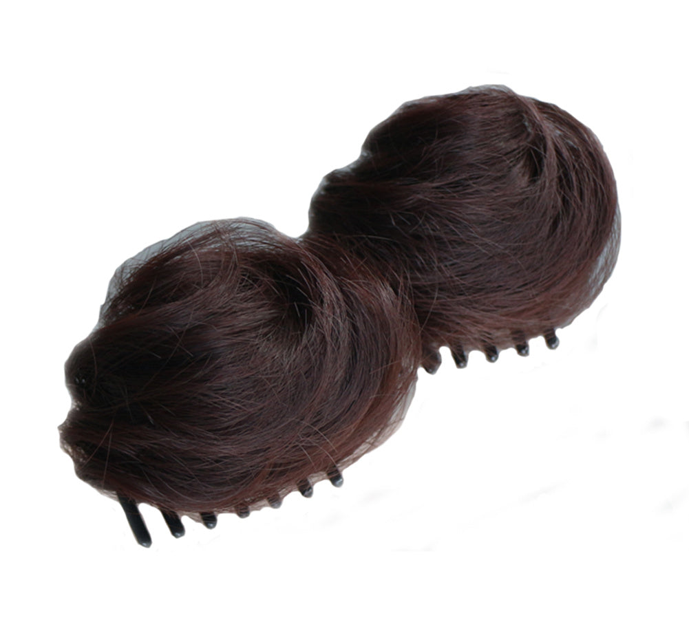 1 Pair Straight Hair Double Ponytail Hairpieces Hair Thick Extensions Claw, Brown