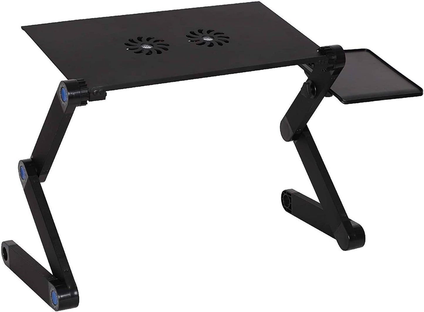 Foldable Aluminum Laptop Desk Adjustable Portable Table Stand with 2 CPU Cooling Fans and Mouse Pad