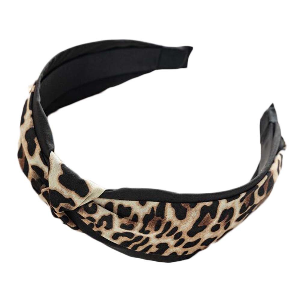 3 Pcs Leopard Print Wide Headbands for Women Twist Knot Turban Hairbands Animal Pattern Hair Hoops Hair Accessories