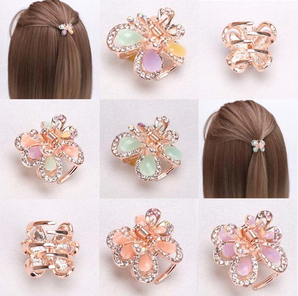 2 Pcs Rhinestone Hair Claw Clips Small Jaw Clips Bling Hair Clamp, Butterfly-4