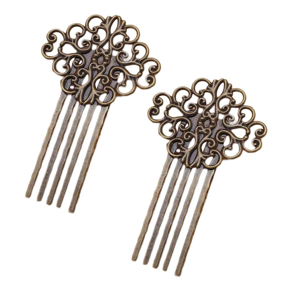 3 Pcs Retro Bronze Metal Side Comb Traditional Han Chinese Dress Hairpin Decorative Bridal Hair Accessories Hair Pin