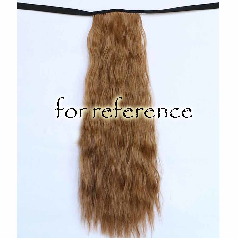 Peluca de pelo rizado largo marrón 6A de 50 cm, peluca de pelo sintético, extensión de cabello, cola de caballo, disfraz de Halloween