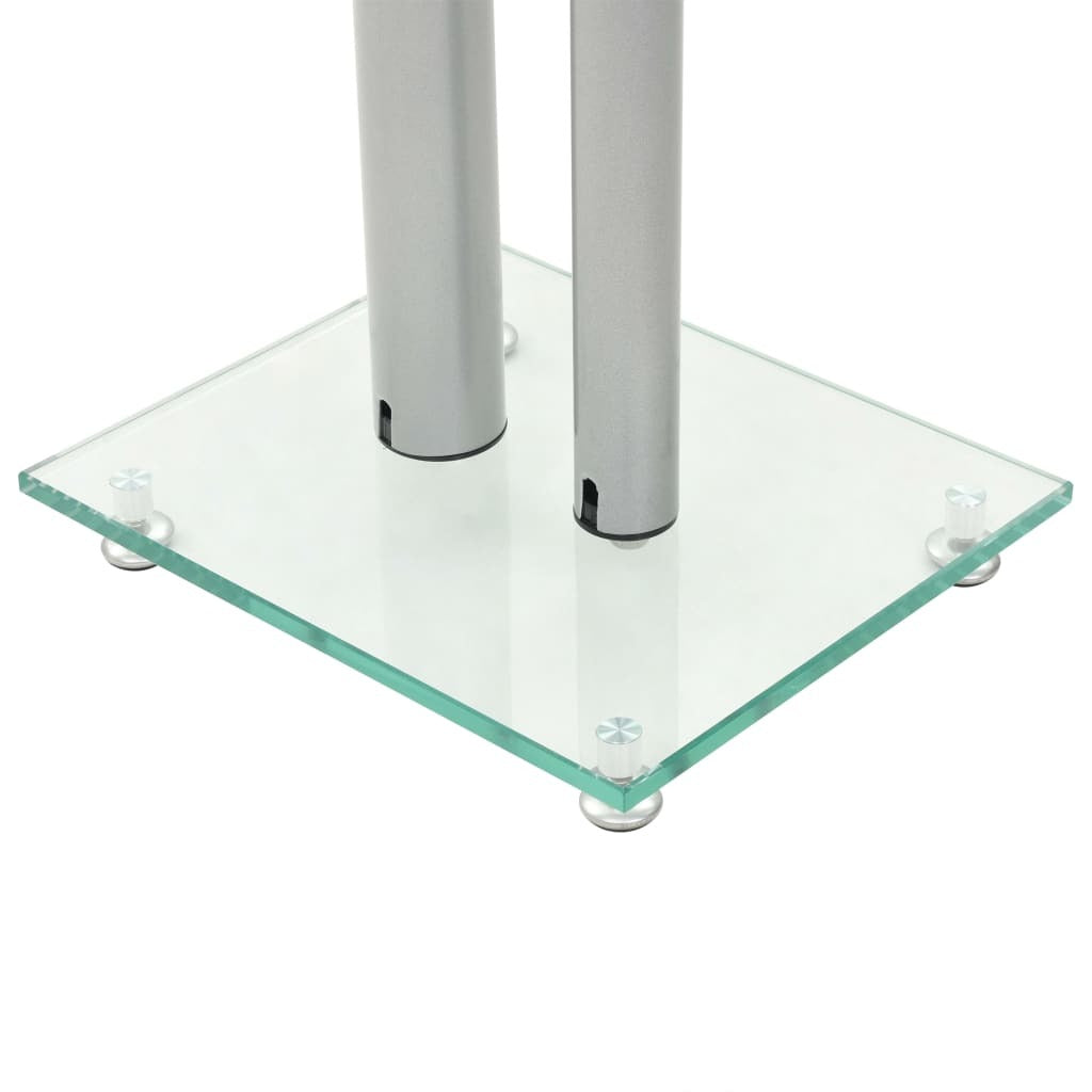 Speaker Stands 2 pcs Tempered Glass 2 Pillars Design Silver