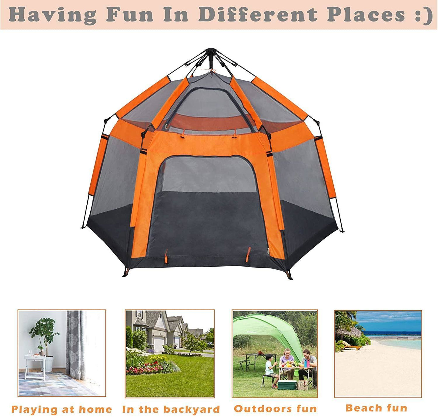 Kids Play Tent Pop Up Portable Hexagon Playhouse for Backyard Patio Indoor Outdoor Breathable Tent House Children Boys Girls Playing Have Fun
