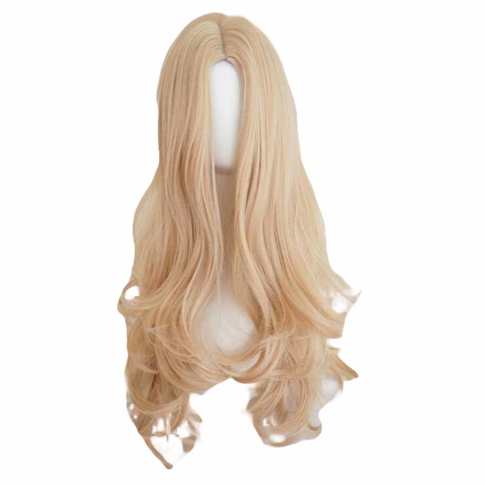 65 cm Gold Color Long Curly Wave Synthetic Hair Wig Cosplay Wig Costume Full Wig Halloween Dress Up