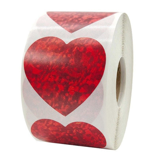 500 PCs 1.5 Inch Heart Valentine's Day Sticker Sealing Sticker 8 Patterns Gift Decoration Adhesive Label