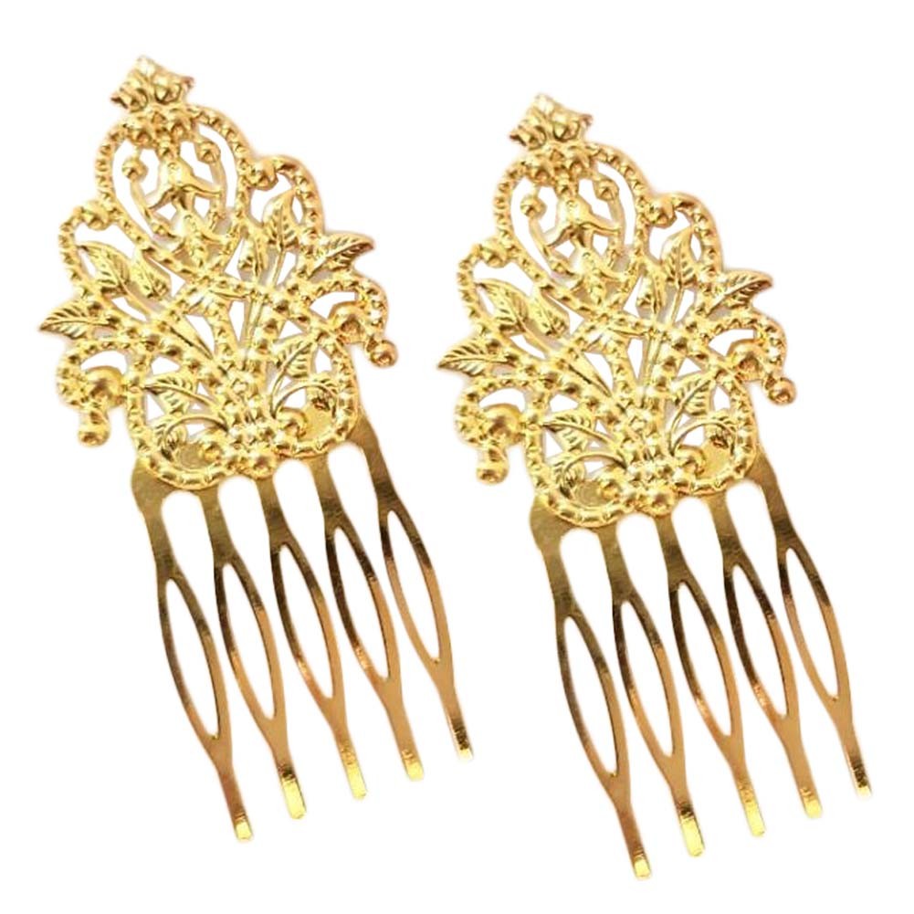 3 Pcs Gold Tone Metal Side Comb Dunhuang Hair Ornaments Hairpin Decorative Bridal Hair pieces Hair Pin