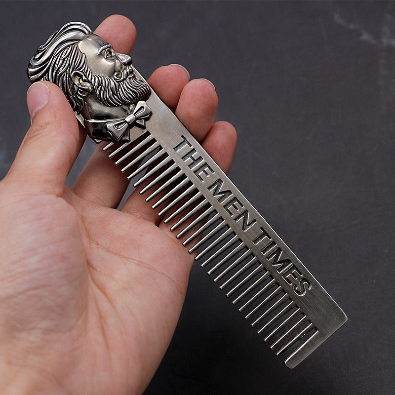 Portable Stainless Steel Men Comb Hair and Beard Comb Metal Pocket Size Mustache Anti-Static Styling Comb for Men Hair Care Tool